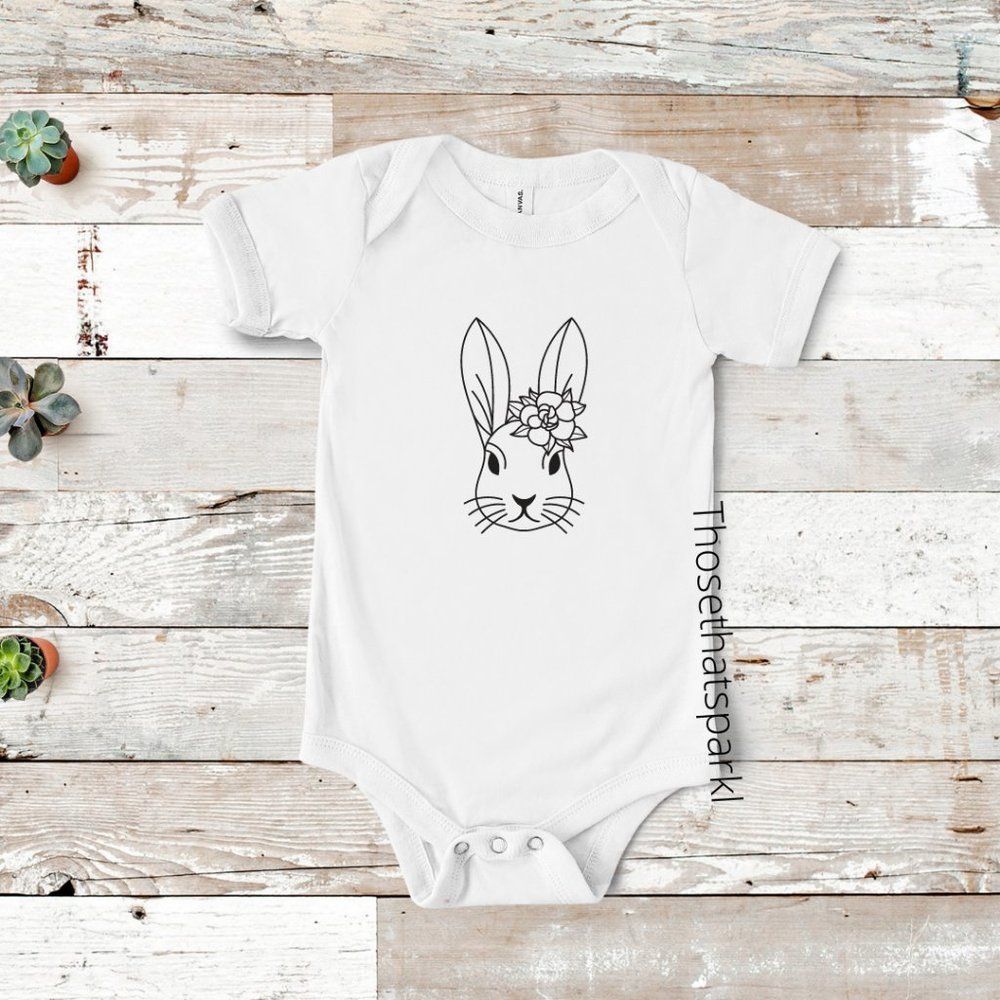 Easter bunny baby onesie, cute bunny bodysuit, Easter day outfit girls,